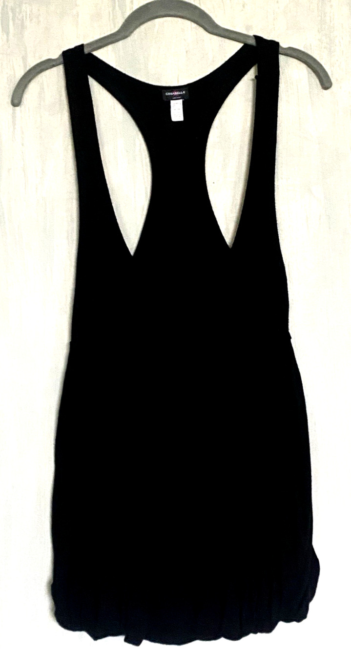 COSABELLA Unique Bubble Hem Racerback Layered Smocked Black Top Italy Medium